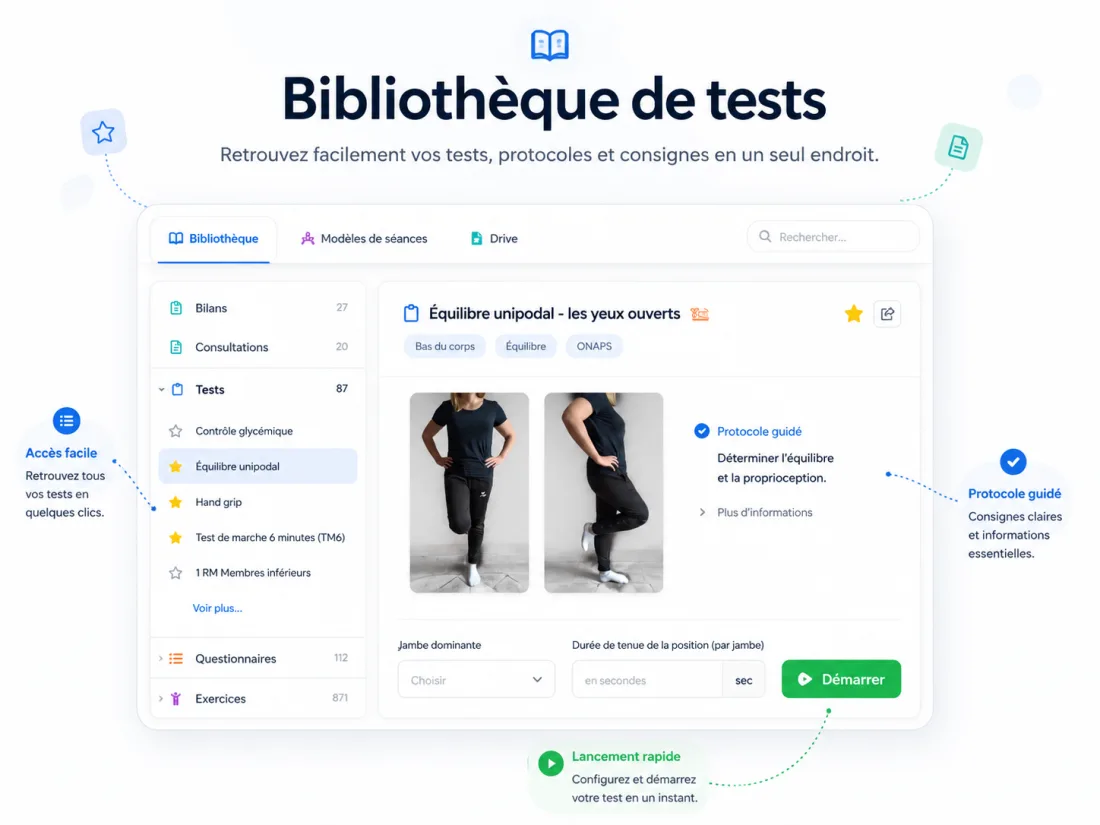 Aperçu : Bilans et tests personnalisés